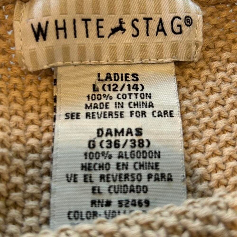 Vintage Tan long sleeve sweater with cute pocket mother of pearl button detail - Picture 6 of 8